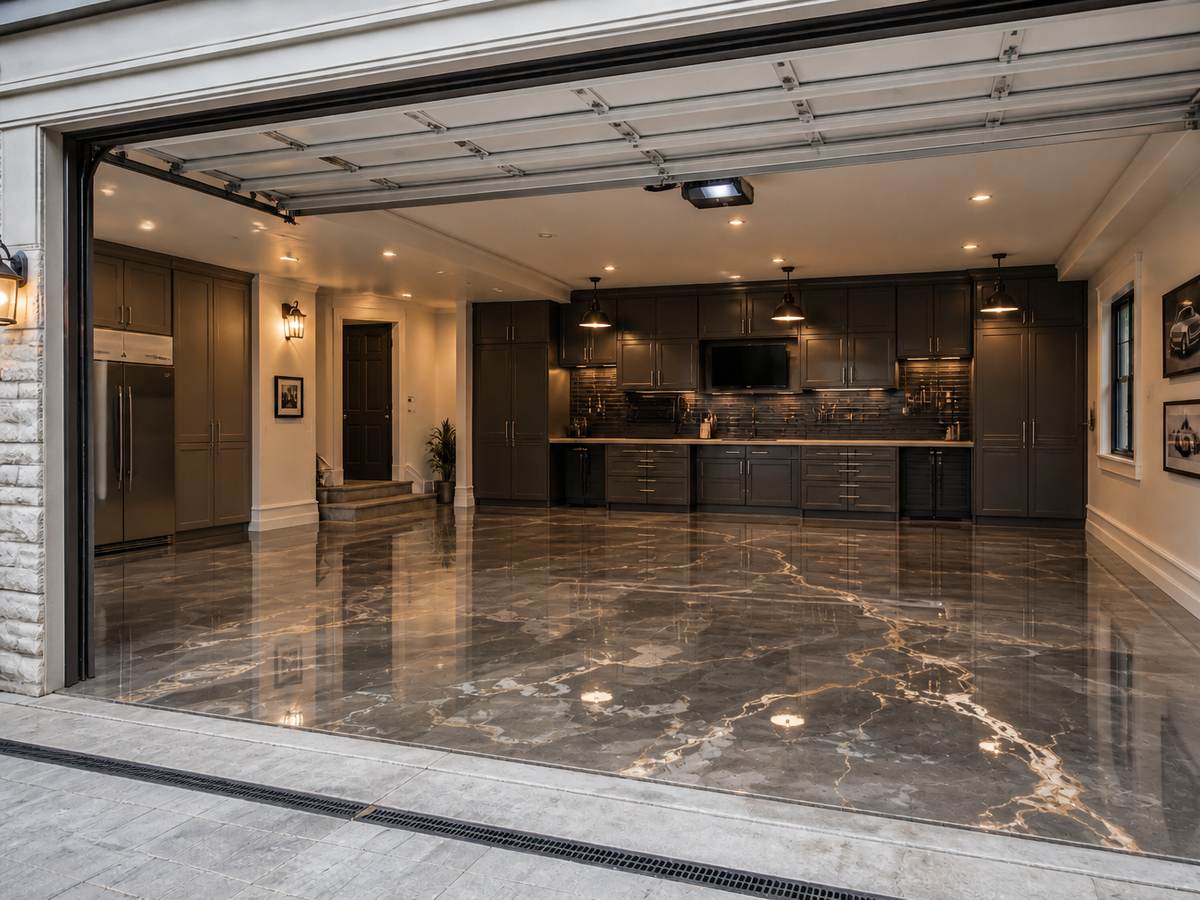 Finished epoxy garage floor after coating